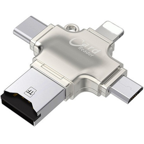 Kártyaolvasó iUni iDragon 4 az 1 Lightning, MicroUSB, Type-C si USB 3.0, iPhone, iPad, iPod, Ezüst