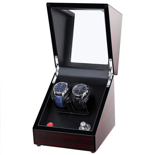Óratartó doboz iUni Watch Winder 2 férőhelyes, Mahagóni-Fekete