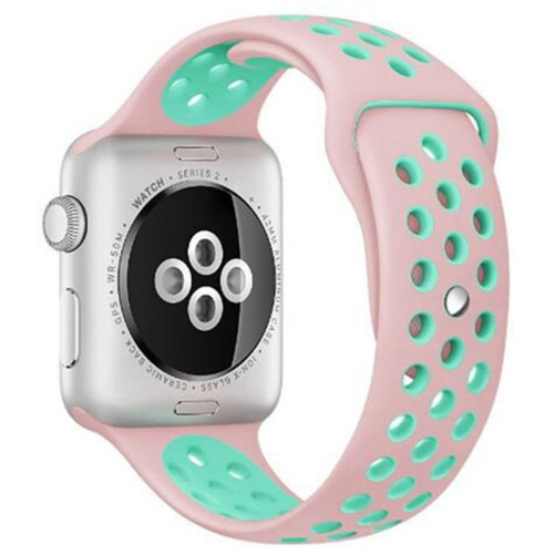Каишка iUni Спортен за Apple Watch 1/2/3/4/5/6/7 40 мм Силикон Розов/Син