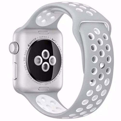 Apple Watch 1/2/3/4/5/6/7 sport szíj 40 mm szilikon sport iUni Ezüst-Fehér