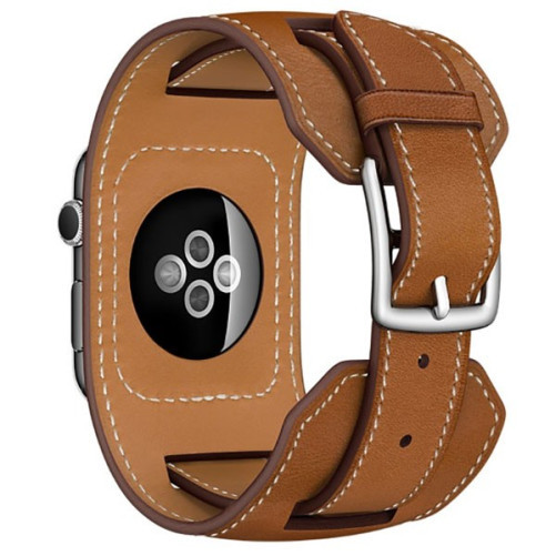 Apple Watch 1/2/3/4/5/6/7 szíj 38 mm iUni szerves bőr Cuff Barna