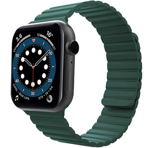 Apple Watch Apple Watch 1/2/3/4/5/6/7 kompatibilis szíj, iUni Magnetic Silicone, 40mm, Zöld