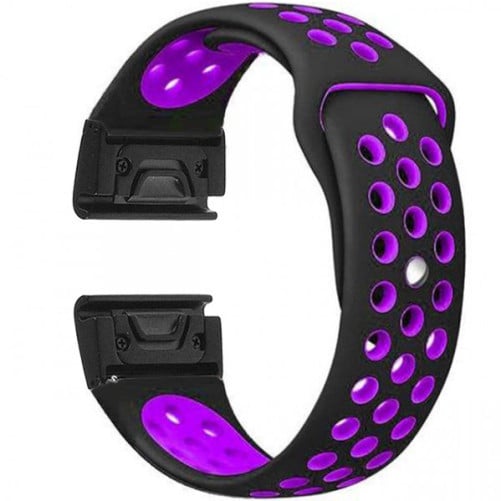 Curea ceas Smartwatch Garmin Fenix 7X / 6X / 5X Plus / 5X / 3 HR / 3, 26 mm iUni Silicon Sport Negru-Mov