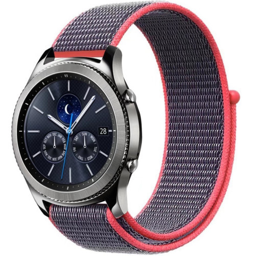 Curea ceas Smartwatch Samsung Galaxy Watch 4, Watch 4 Classic, Gear S2, iUni 20 mm Soft Nylon Sport, Purple-Electric Pink