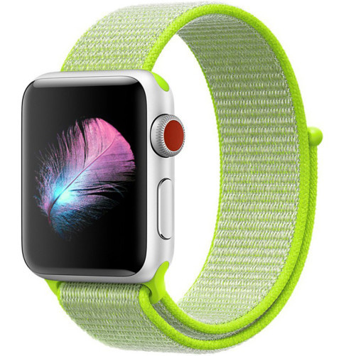 Curea iUni compatibila cu Apple Watch 1/2/3/4/5/6/7, 38mm, Nylon Sport, Woven Strap, Electric Green