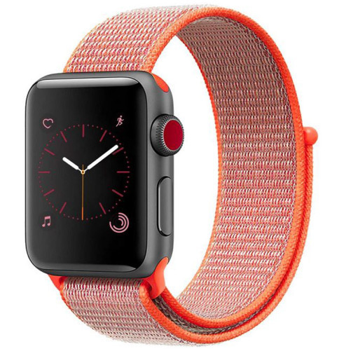 Curea iUni compatibila cu Apple Watch 1/2/3/4/5/6/7, 40mm, Nylon Sport, Woven Strap, Electric Orange