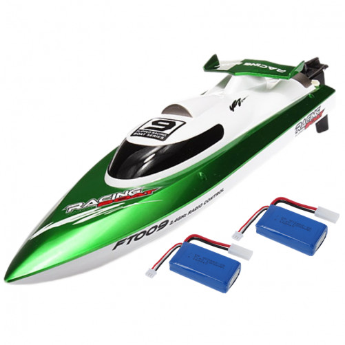 Barca cu telecomanda si 2 acumulatori iUni FT009i Top Speed Racing Flipped Boat, Verde