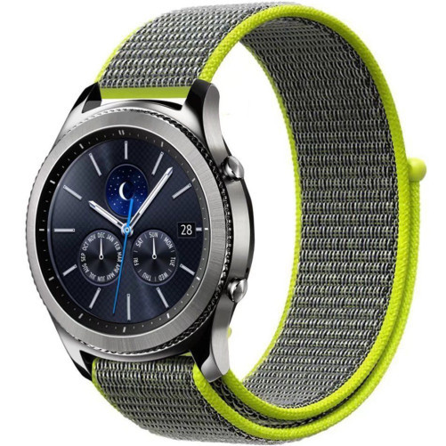 Curea ceas Smartwatch Garmin Fenix 7X / 6X / 5X Plus / 5X / 3 HR / 3, 26 mm iUni Soft Nylon Sport, Grey-Electric Green
