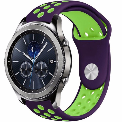 Curea ceas Smartwatch Samsung Galaxy Watch 46mm, Samsung Watch Gear S3, iUni 22 mm Silicon Sport Purple-Green