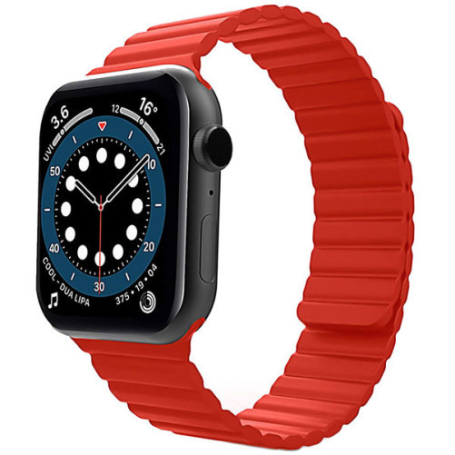 Curea iUni compatibila cu Apple Watch 1/2/3/4/5/6/7, 40mm, Silicon Magnetic, Red