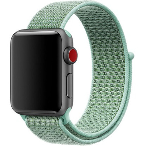 Curea iUni compatibila cu Apple Watch 1/2/3/4/5/6/7, 42mm, Nylon Sport, Woven Strap, Soft Green