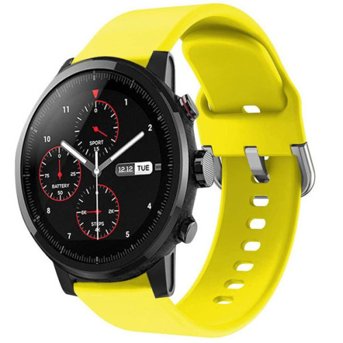 Curea iUni compatibila cu Samsung Galaxy Watch 4, Watch 4 Classic, Gear S2, 20 mm, Silicon Buckle, Yellow