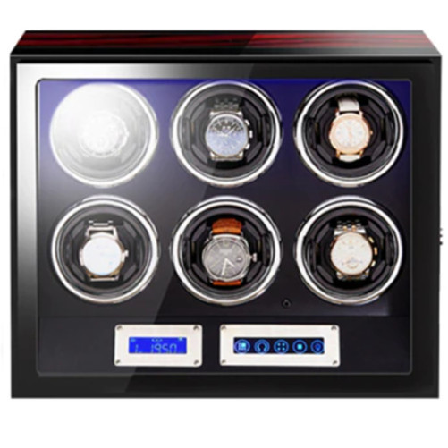 Cutie intors ceasuri automatice cu amprenta iUni, Luxury Watch Winder 6 Mahon-Black