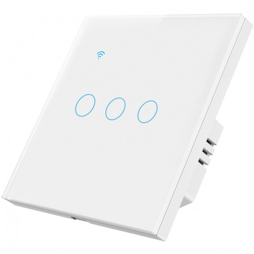 Intrerupator smart touch iUni 3F, Wireless, Sticla securizata, LED