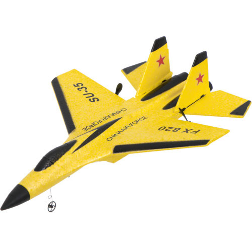 iUni FX820 изтребител с дистанционно управление, SU-35, жироскоп, удароустойчив, жълт