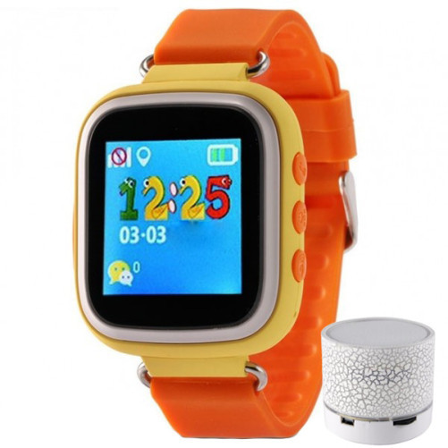 Smartwatch за деца iUni Kid90, LCD 1.44 inch, GPS проследяване, вграден телефон, SOS бутон, Bluetooth, Оранжев + Говорител