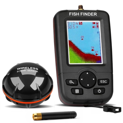 Sonar Pescuit Fish Finder Wireless iUni XJ-01, Ecran Color LCD 2.8", Senzor 90°, Adancime 36m, Distanta de comunicare pana la 100m, 125KHz