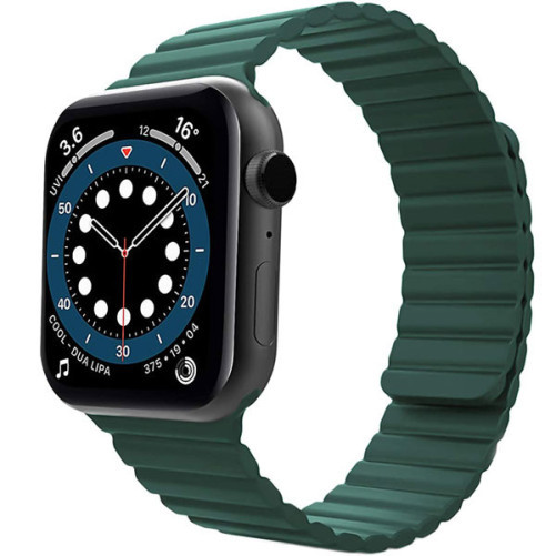 Каишка iUni за Apple Watch 1/2/3/4/5/6/7, Magnetic Silicone, 42мм, Зелено