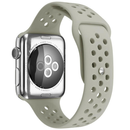Каишка iUni Спортен за Apple Watch 1/2/3/4/5/6/7 44 мм Силикон Сив