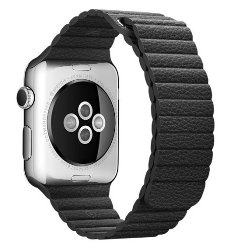 Каишка iUni Leather Loop за Apple Watch 1/2/3/4/5/6/7 38 мм Еко кожа Черен