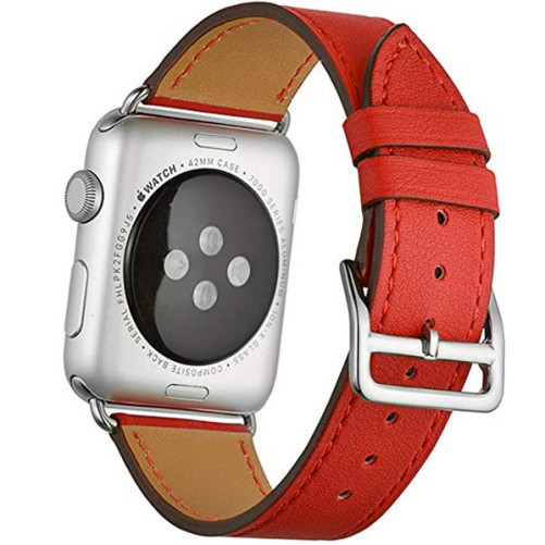 Каишка iUni Single Tour за Apple Watch 1/2/3/4/5/6/7 42 мм Еко кожа Червен