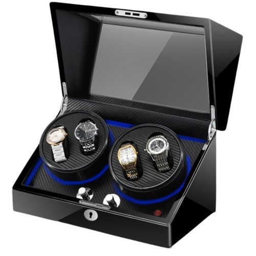 Кутия за самонавиващи се часовници iUni Watch Winder 4, цвят на въглероден