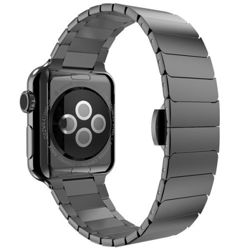 Apple Watch 1/2/3/4/5/6/7 42 mm rozsdamentes acél szíj iUni Fekete Link Bracelet
