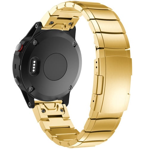 Curea ceas Smartwatch Garmin Fenix 7 / 6 / 5 Plus / 5, 22 mm Otel inoxidabil iUni Gold Link Bracelet