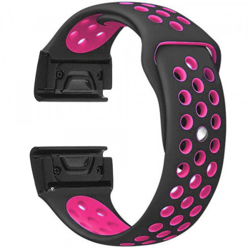 Curea ceas Smartwatch Garmin Fenix 7X / 6X / 5X Plus / 5X / 3 HR / 3, 26 mm iUni Silicon Sport Negru-Roz