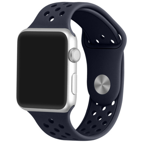Curea iUni compatibila cu Apple Watch 1/2/3/4/5/6/7, 44mm, Silicon Sport, Dark Blue