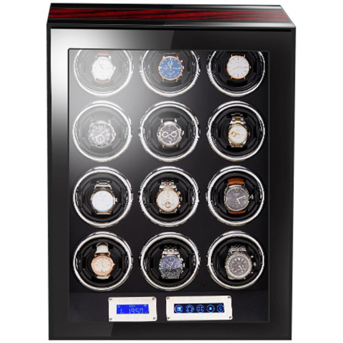 Cutie intors ceasuri automatice iUni, Luxury Watch Winder 12 Mahon-Negru