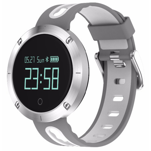 iUni DM58 Plus Fitness karkötő, vízálló, OLED kijelző, óra, lépésszámláló, impulzusfigyelés, értesítések, Fehér-Szürke