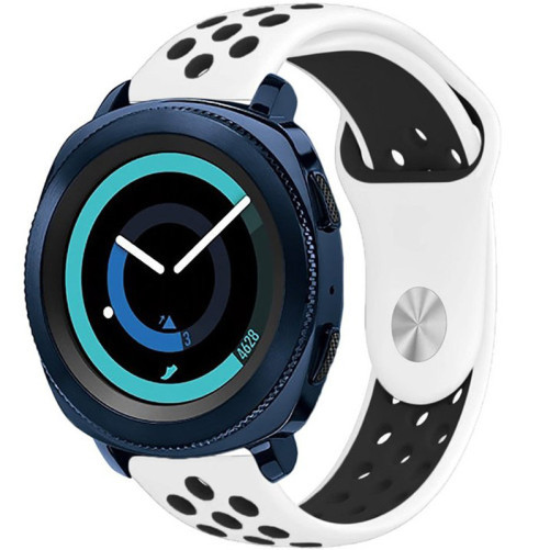 Samsung okosóra szíj, Gear S2 iUni 20 mm szilikon sport Fehér-Fekete