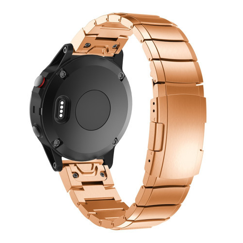 Curea ceas Smartwatch Garmin Fenix 7 / 6 / 5 Plus / 5, 22 mm Otel inoxidabil iUni Rose Gold Link Bracelet