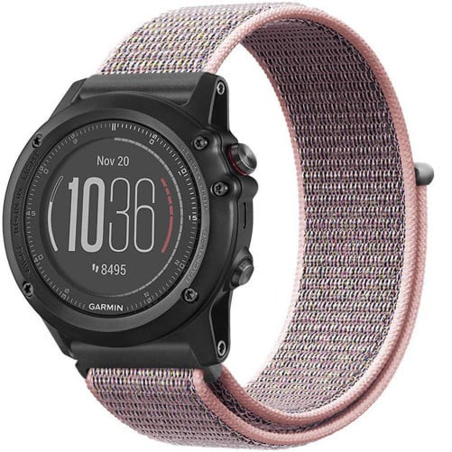 Curea ceas Smartwatch Garmin Fenix 7X / 6X / 5X Plus / 5X / 3 HR / 3, 26 mm iUni Soft Nylon Sport, Soft Pink