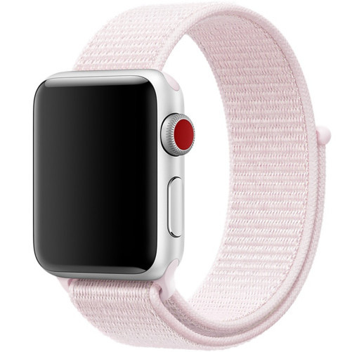 Curea iUni compatibila cu Apple Watch 1/2/3/4/5/6/7, 42mm, Nylon Sport, Woven Strap, Soft Pink