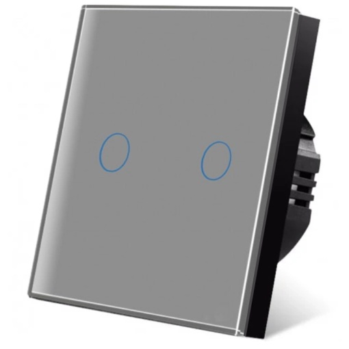 Intrerupator touch iUni 2F, Sticla Securizata, LED, Silver