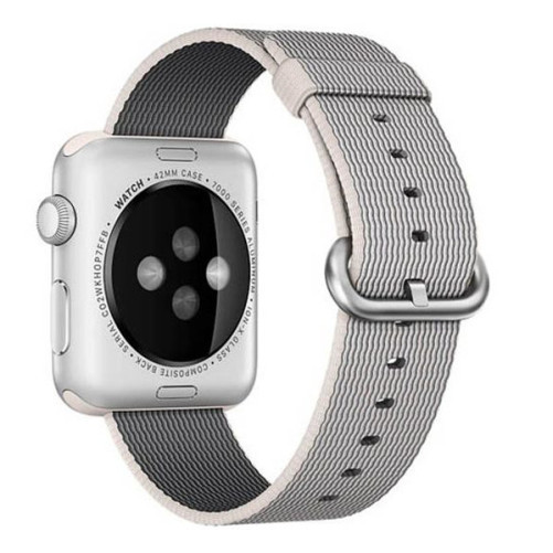 Каишка iUni Woven Strap за Apple Watch 1/2/3/4/5/6/7 38 мм Найлон Бял/Сив