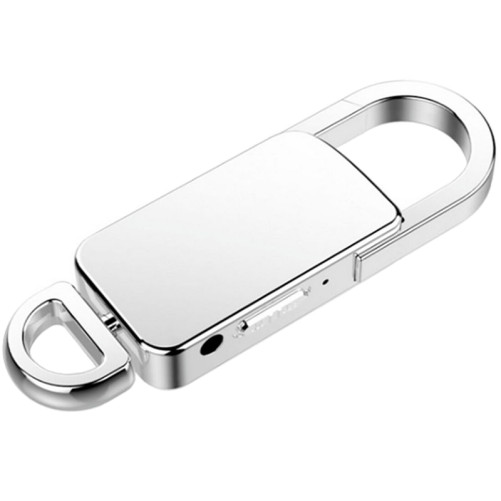 Ключодържател iUni SpyMic BR11, шпионски диктофон, 8 GB вътрешна памет, MP3 Player, Сребърен
