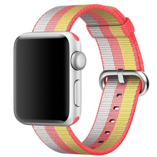 Apple Watch 1/2/3/4/5/6/7 szíj 38 mm iUni szövött heveder, nylon, Szivárvány