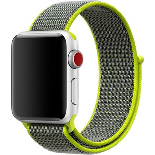 Apple Watch 1/2/3/4/5/6/7 szíj 40 mm iUni szövött heveder, Nylon Sport, Szürke-Elektromos Zöld
