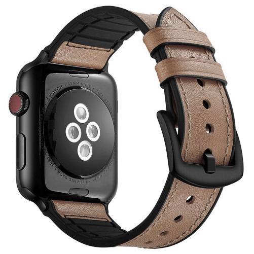 Apple Watch Apple Watch 1/2/3/4/5/6/7 kompatibilis szíj, iUni Leather Strap, 40mm, Krém