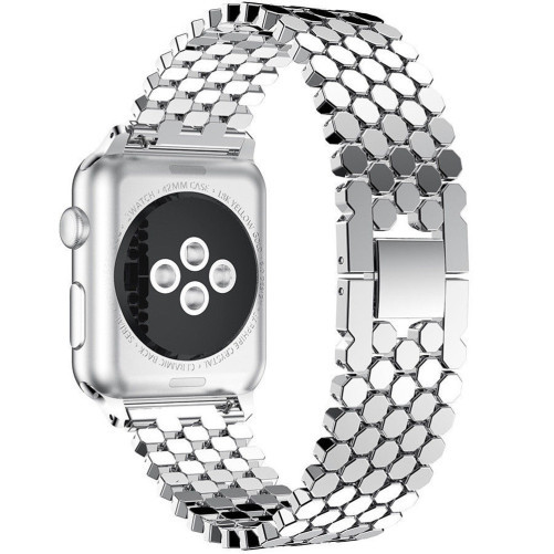 Curea iUni compatibila cu Apple Watch 1/2/3/4/5/6/7, 38mm, Jewelry, Otel Inoxidabil, Silver
