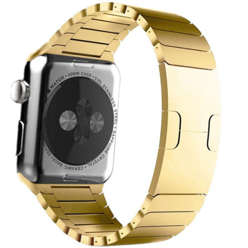 Curea iUni compatibila cu Apple Watch 1/2/3/4/5/6/7, 38mm, Steel Belt, Gold