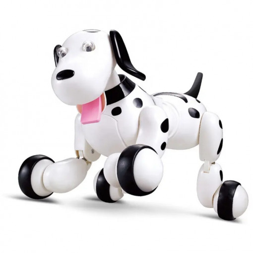 Интерактивен робот кучета iUni Smart-Dog, Дистанционно управление с 24 команди, Бял-черен