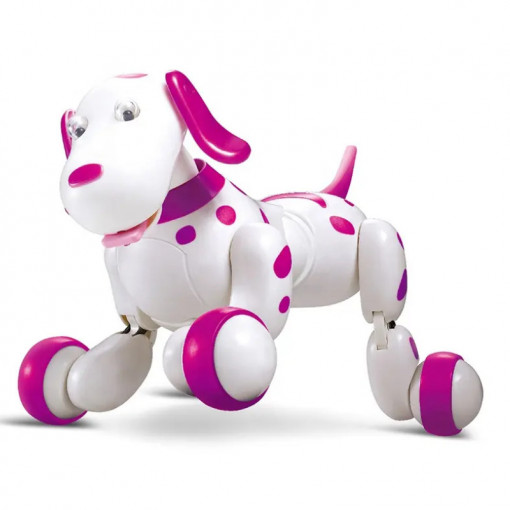 Интерактивен робот кучета iUni Smart-Dog, Дистанционно управление с 24 команди, Бяло-розово