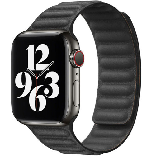 Каишка iUni за Apple Watch 1/2/3/4/5/6/7, Leather Link, 40мм, Черен