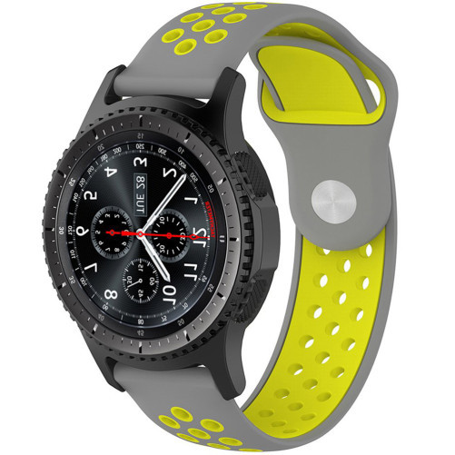 Каишка iUni Спортен 22 мм за Gear S3 Силикон Сив/Жълт
