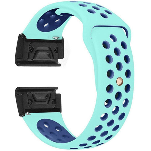 Curea ceas Smartwatch Garmin Fenix 7X / 6X / 5X Plus / 5X / 3 HR / 3, 26 mm iUni Silicon Sport Turquoise-Blue