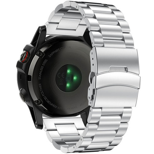 Curea ceas Smartwatch Garmin Fenix 7X / 6X / 5X Plus / 5X / 3 HR / 3, 26 mm Otel inoxidabil iUni Silver